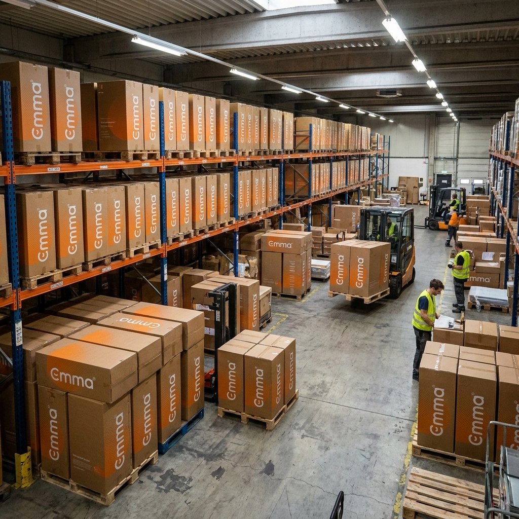 Produits neufs stockés par lots dans notre entrepôt